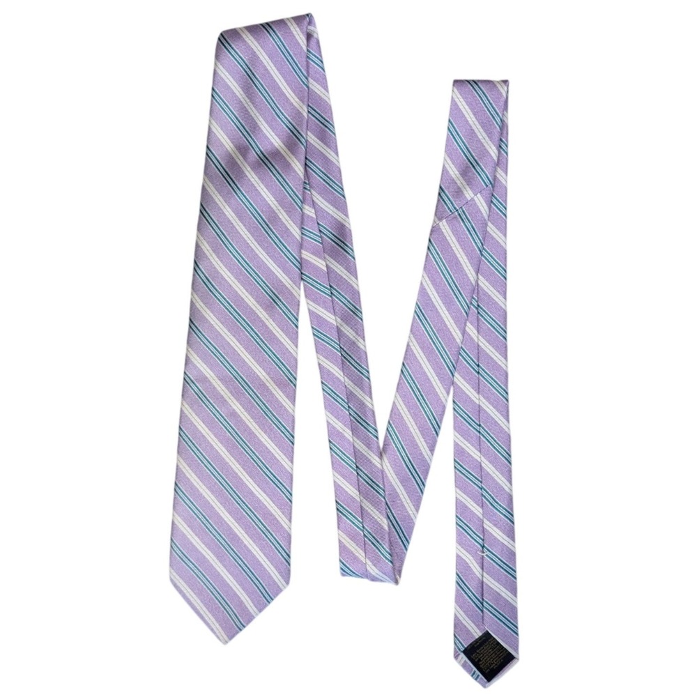 Brooks Brothers purple striped silk neck tie strip pattern - Picture 2 of 4